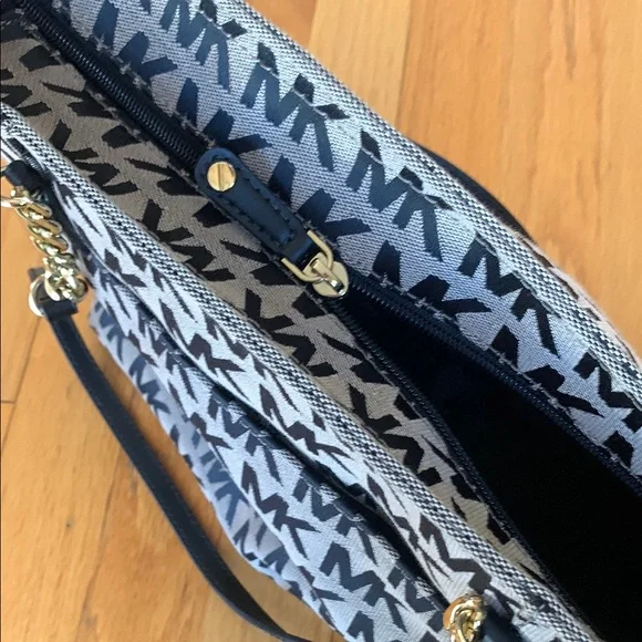 Michael Kors Black and Tan Tote with Geometric Pattern - Picture 4 of 13